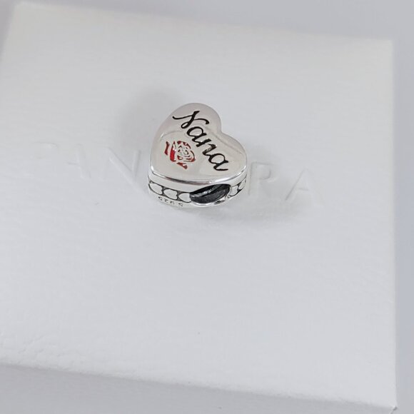 Pandora Nana Heart Charm Bead S925 ALE Sterling Silver Bracelet Pendant with box - Picture 6 of 7